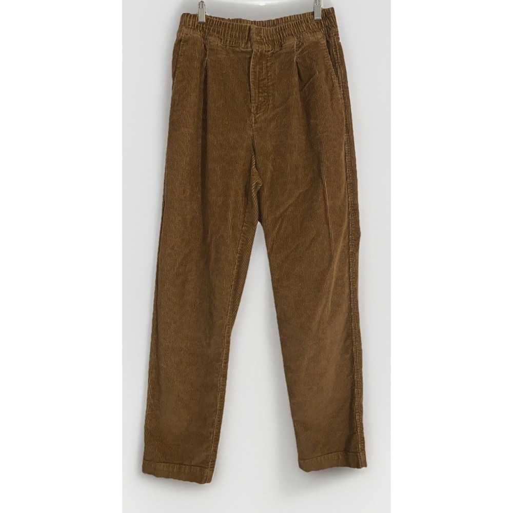 GAP Corduroy Straight Pants womens‎ M tall Brown Elastic Waist Relaxed High Rise
